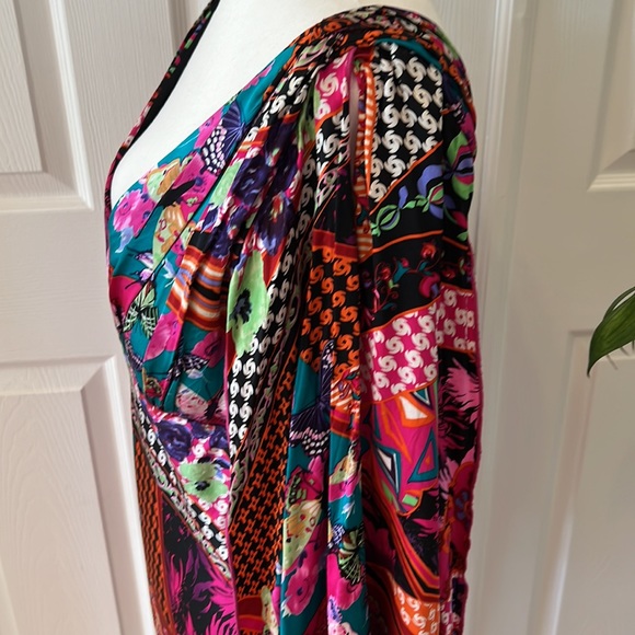 Ginger & Java 100% silk floral stunning colorful dress size large - Picture 4 of 12